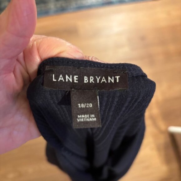 Lane Bryant Navy Blue Faux Wrap Rib Knit Long Sleeve Top EUC 18/20 - Picture 4 of 5